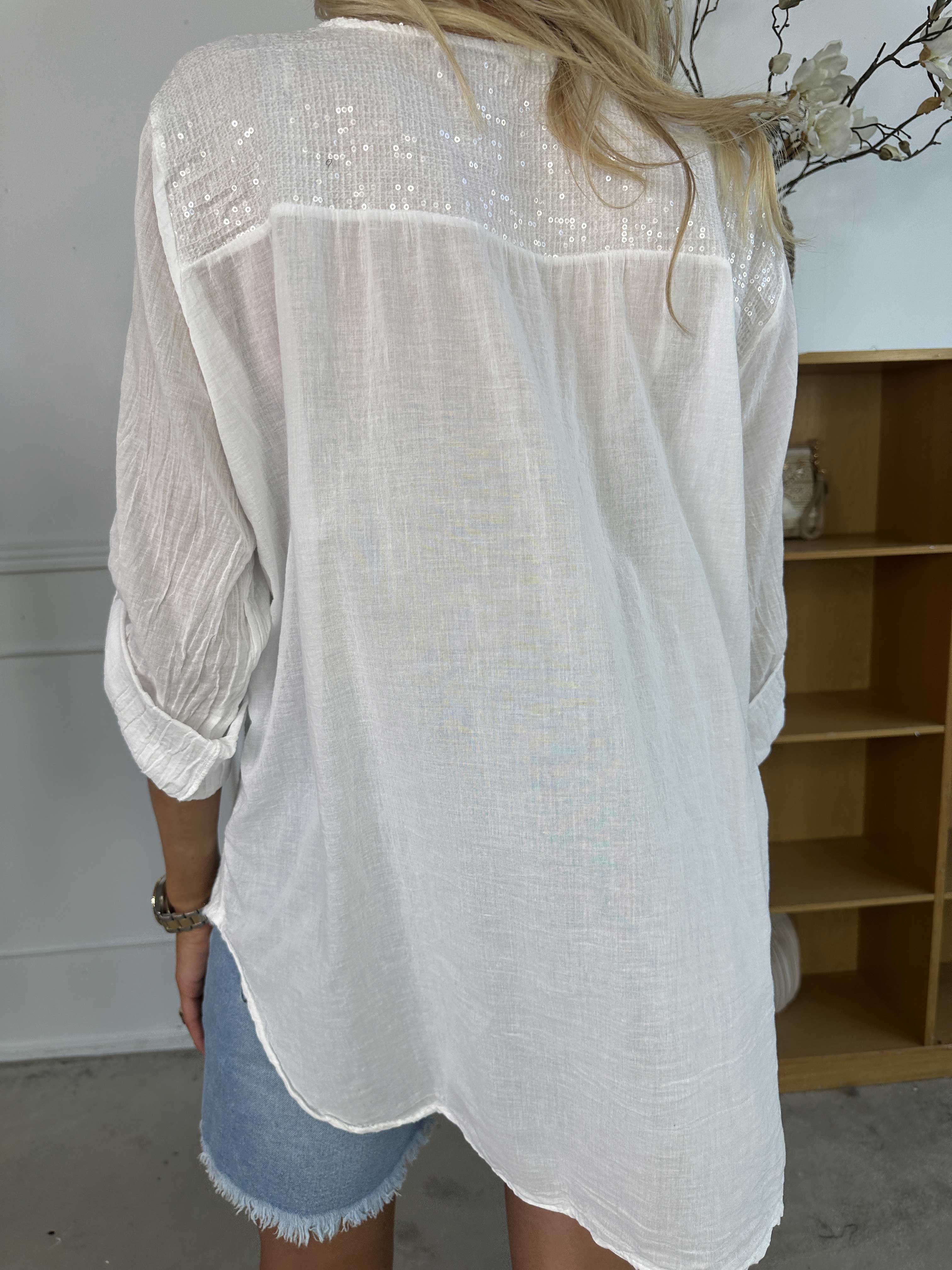 Ellis - Tunika i bomuld detaljeret med broderinger og pailletter